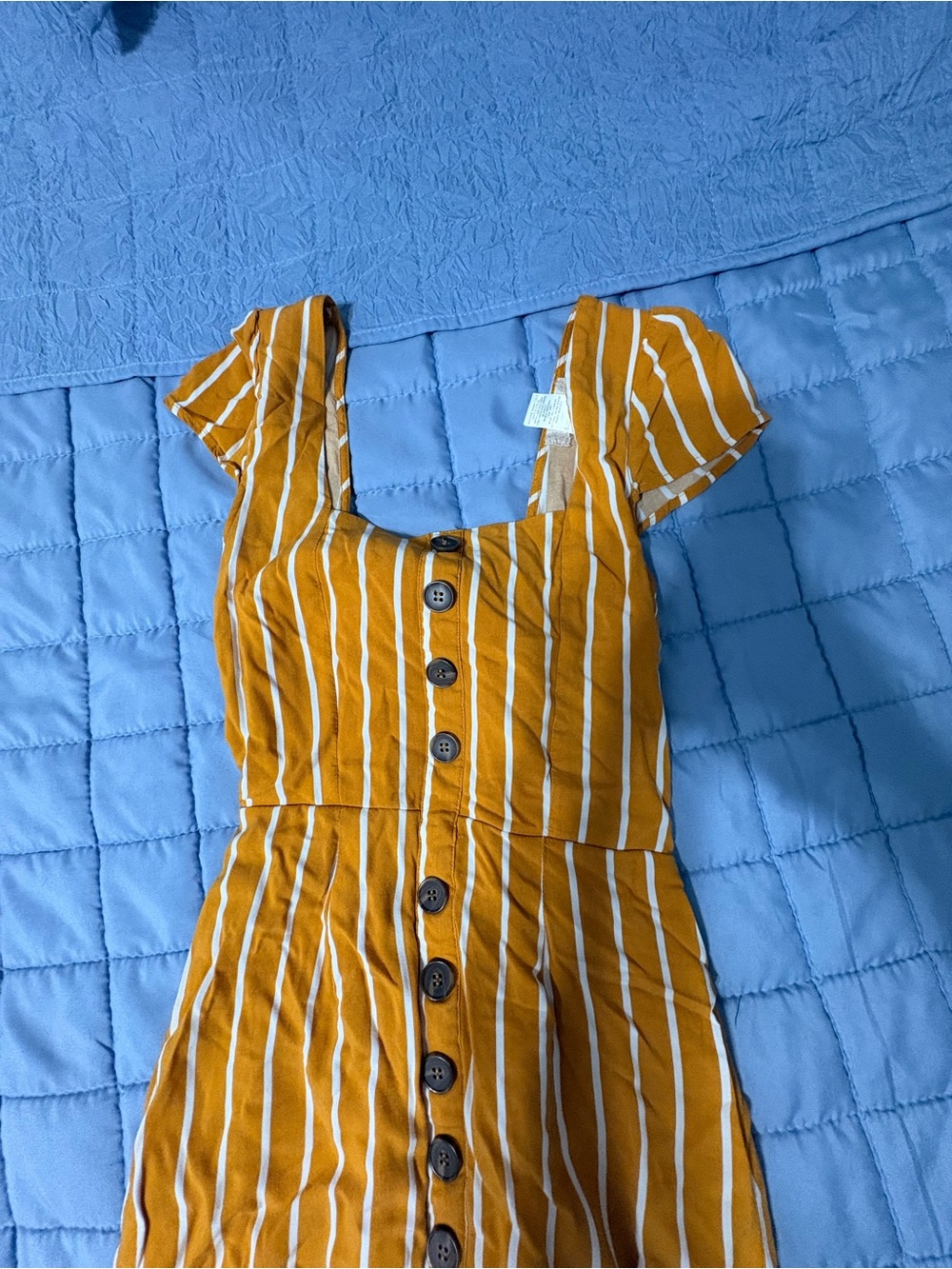 Mustard Yellow Striped Button-Front Dress - Picture 2 of 4